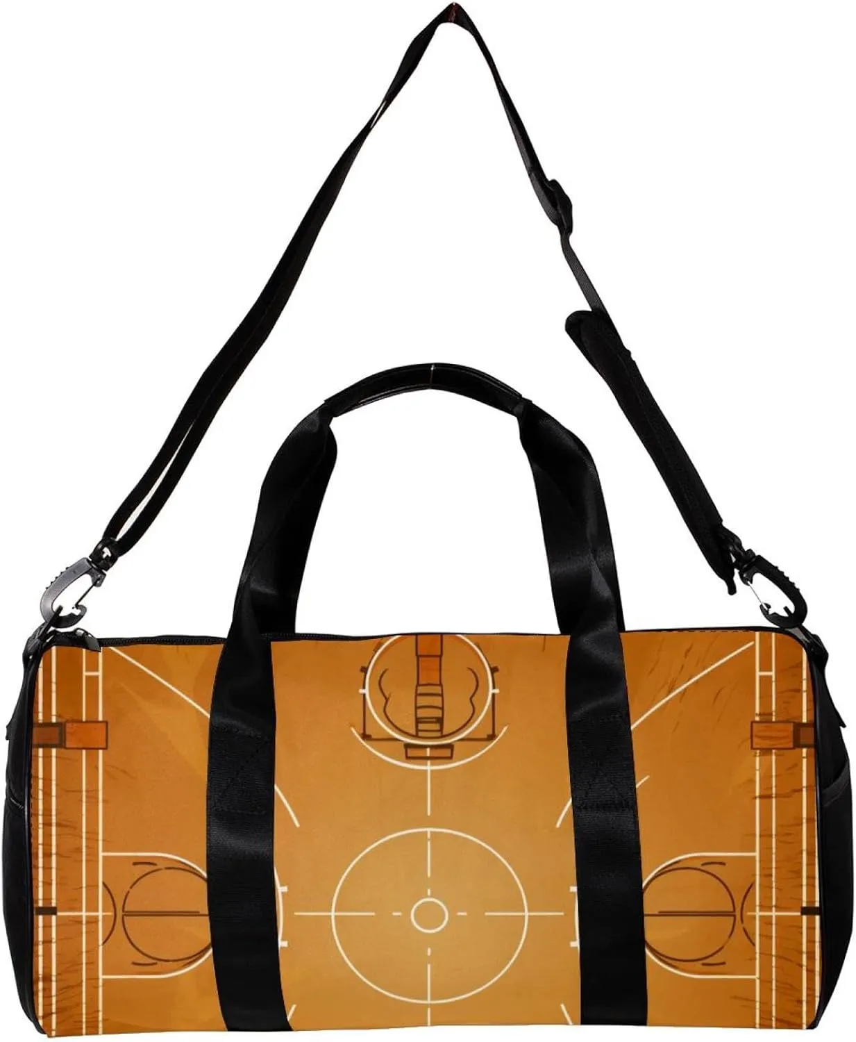 Weekender Travel Bag,Small Gym Bag,Brown Basketball Field,Gym Duffle Bag