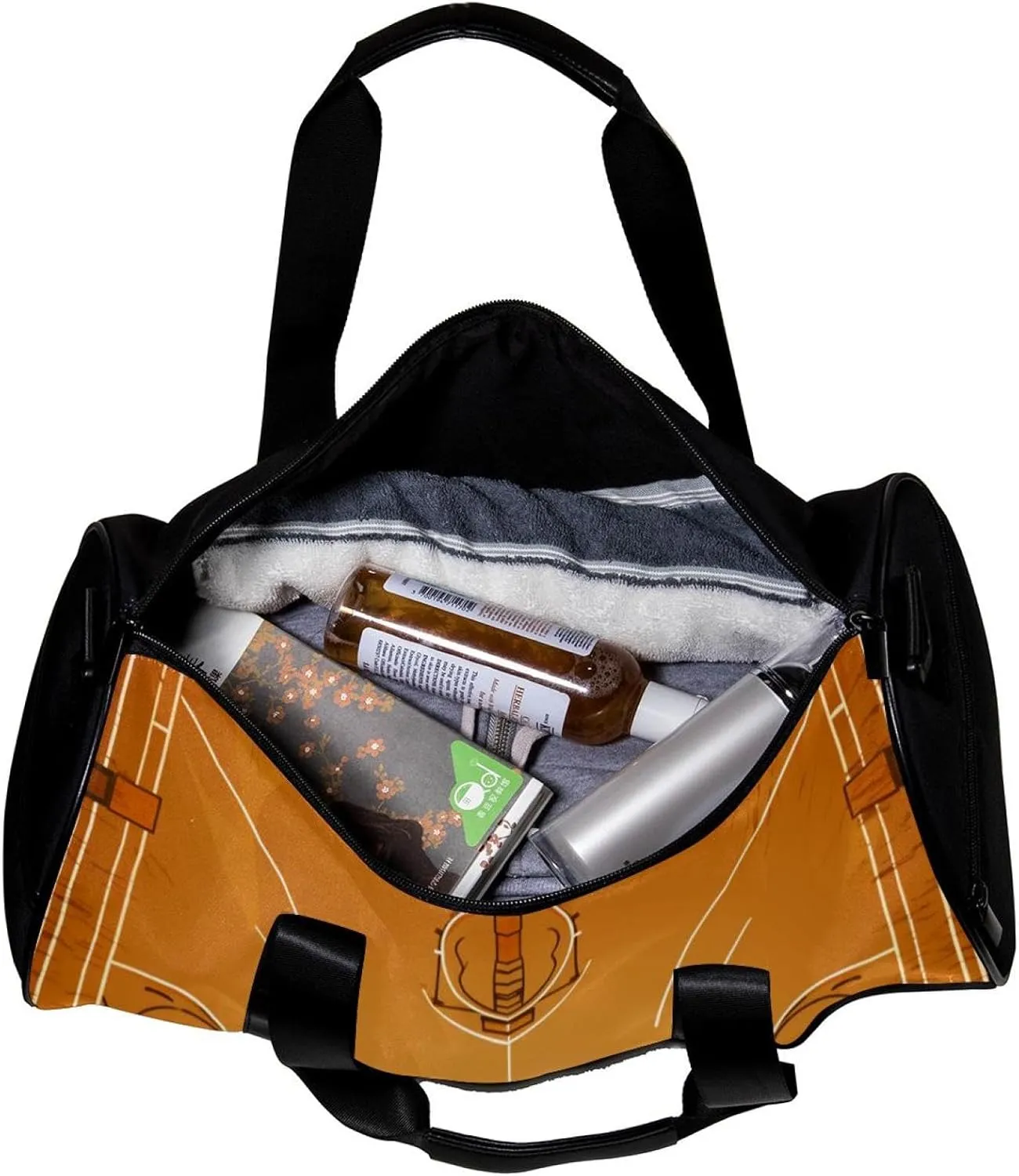 Weekender Travel Bag,Small Gym Bag,Brown Basketball Field,Gym Duffle Bag