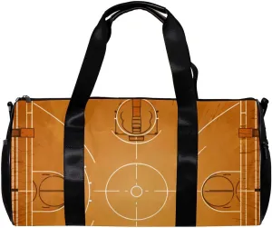 Weekender Travel Bag,Small Gym Bag,Brown Basketball Field,Gym Duffle Bag