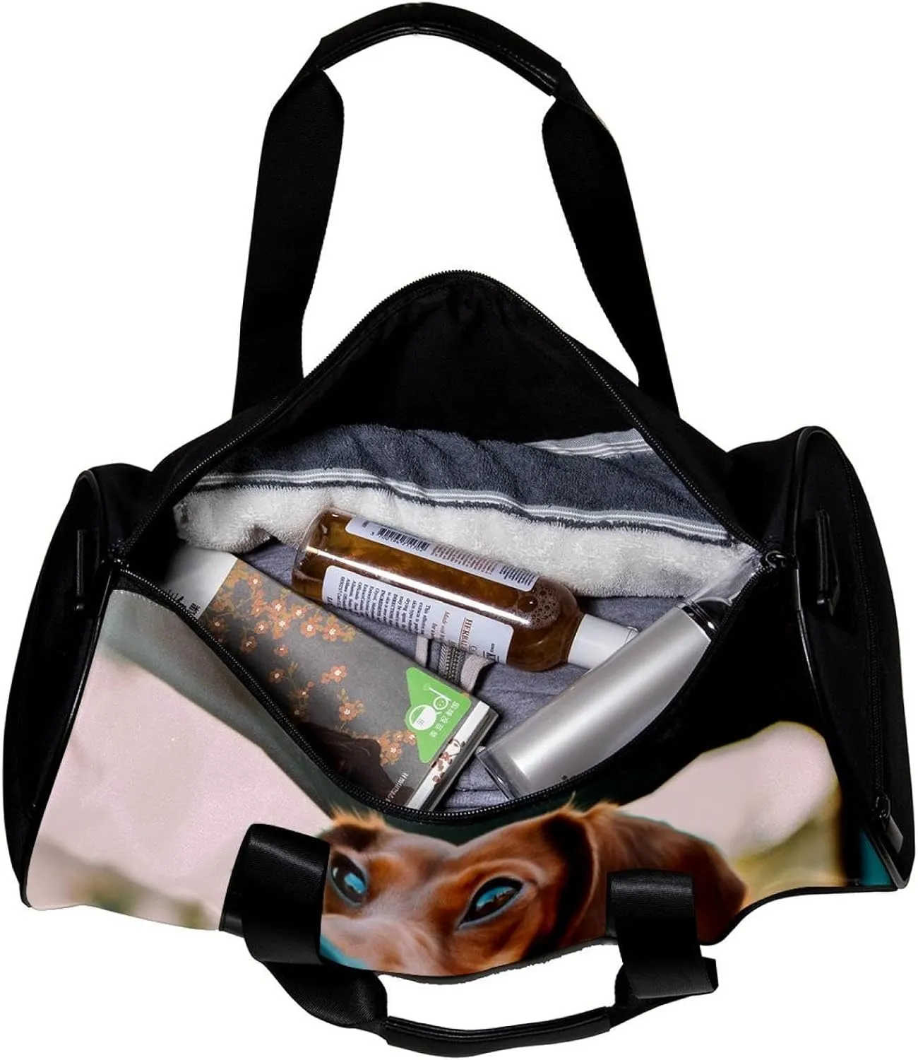 Weekender Travel Bag,Small Gym Bag,Brown Dog in the Car,Gym Duffle Bag