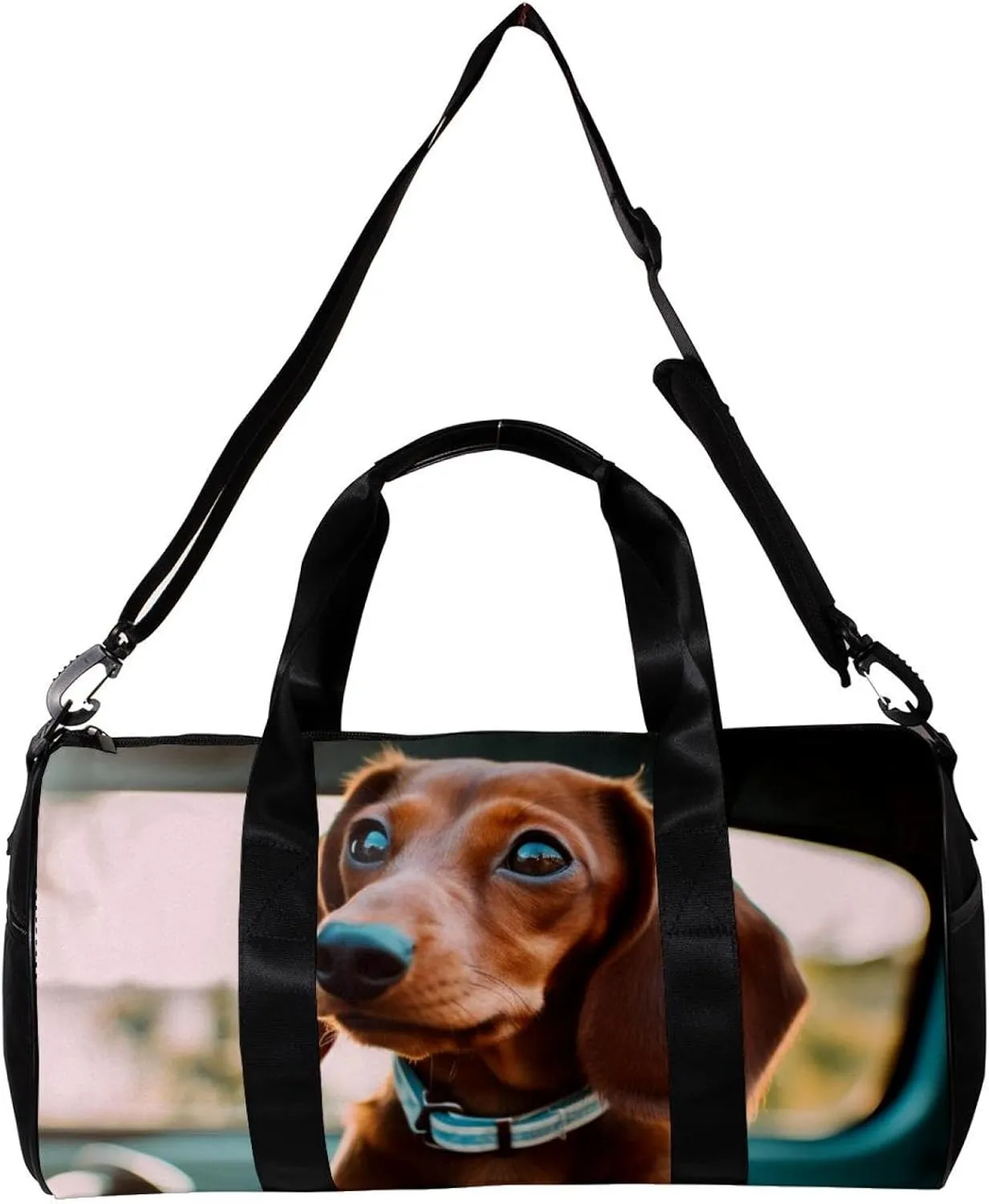 Weekender Travel Bag,Small Gym Bag,Brown Dog in the Car,Gym Duffle Bag