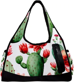 Weekender Travel Bag,Small Gym Bag,Cactus Watercolor Plants,Gym Duffle Bag