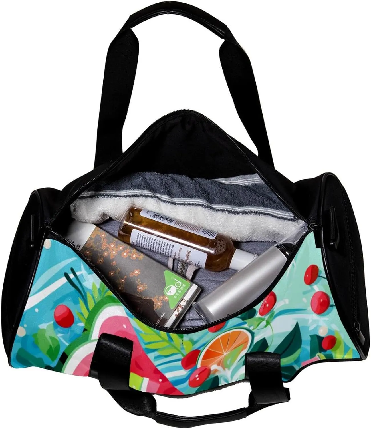 Weekender Travel Bag,Small Gym Bag,Cartoon Leaf Sea Watermelon,Gym Duffle Bag