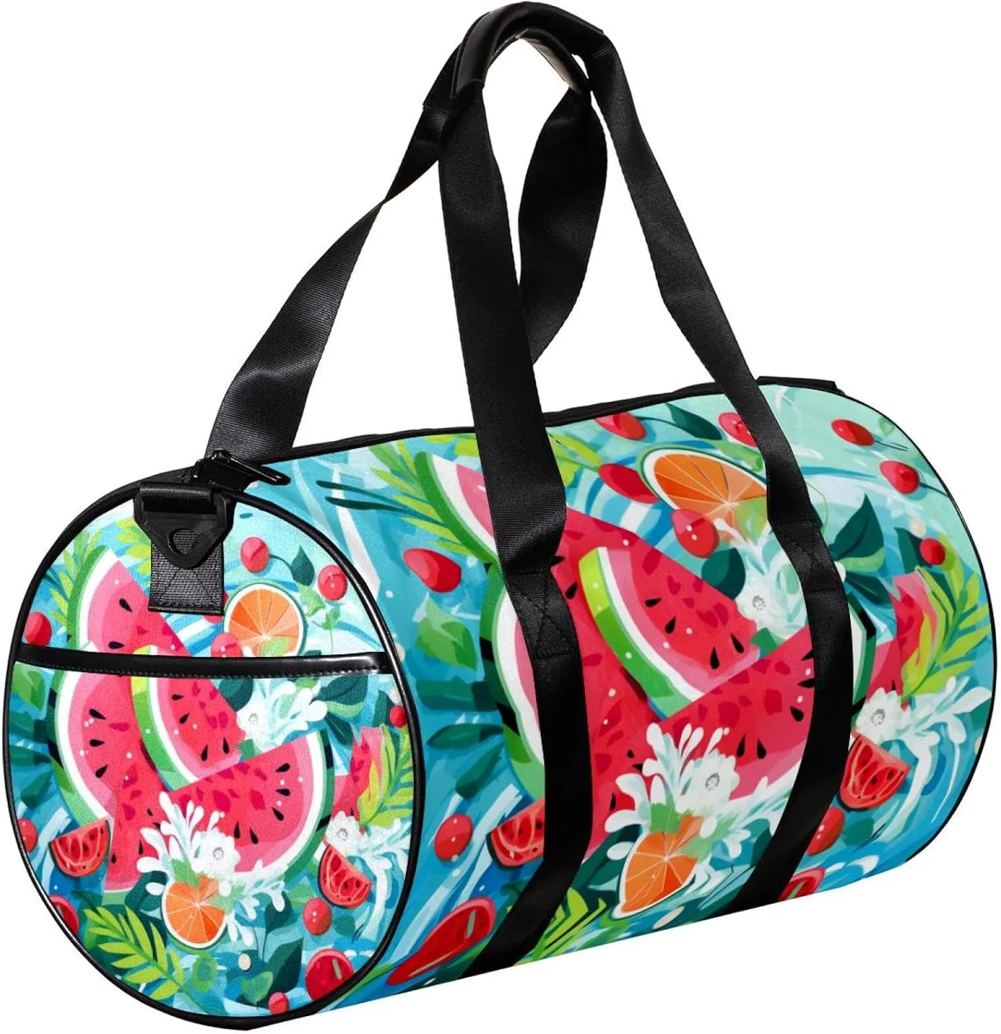 Weekender Travel Bag,Small Gym Bag,Cartoon Leaf Sea Watermelon,Gym Duffle Bag