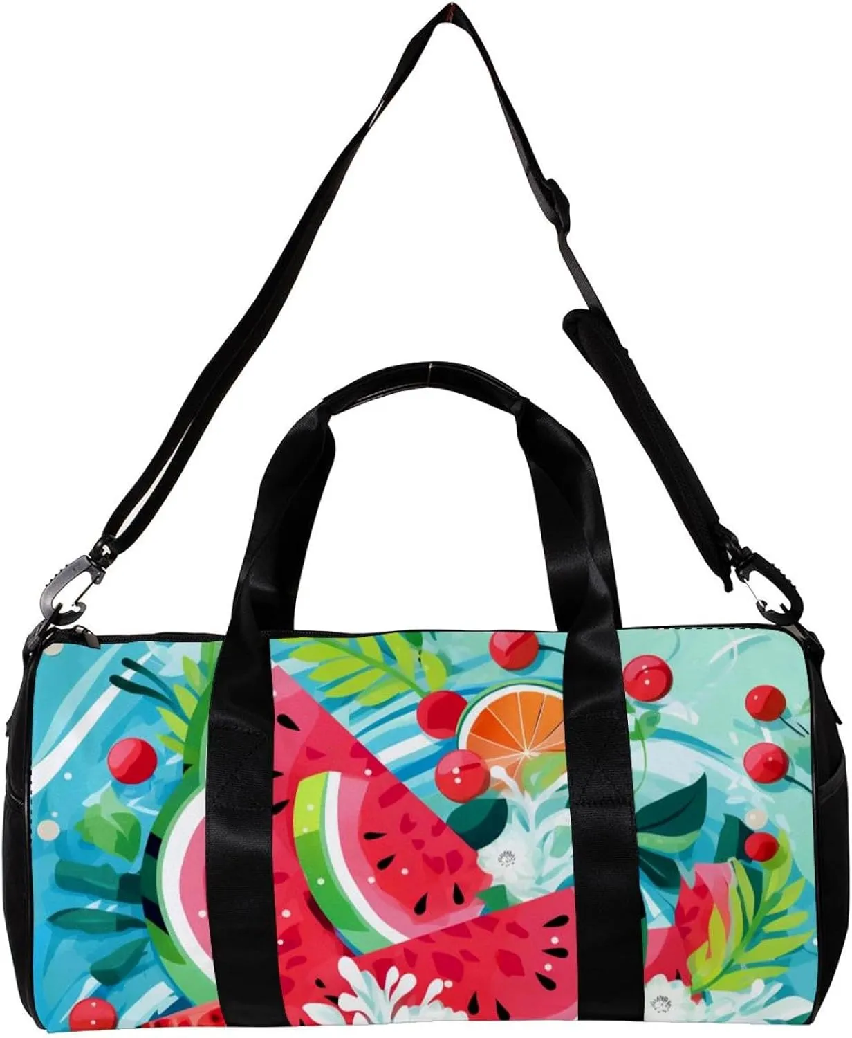 Weekender Travel Bag,Small Gym Bag,Cartoon Leaf Sea Watermelon,Gym Duffle Bag
