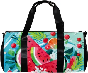 Weekender Travel Bag,Small Gym Bag,Cartoon Leaf Sea Watermelon,Gym Duffle Bag