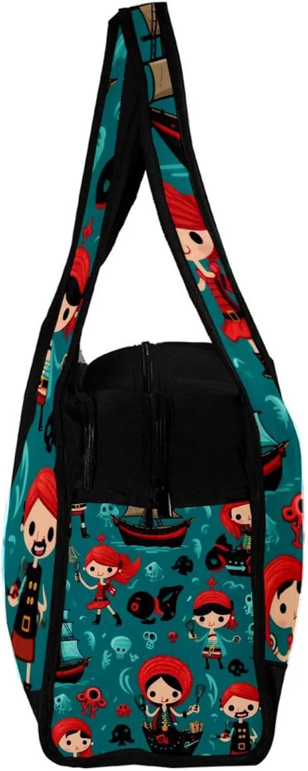 Weekender Travel Bag,Small Gym Bag,Cartoon Pirate Ocean Theme,Gym Duffle Bag