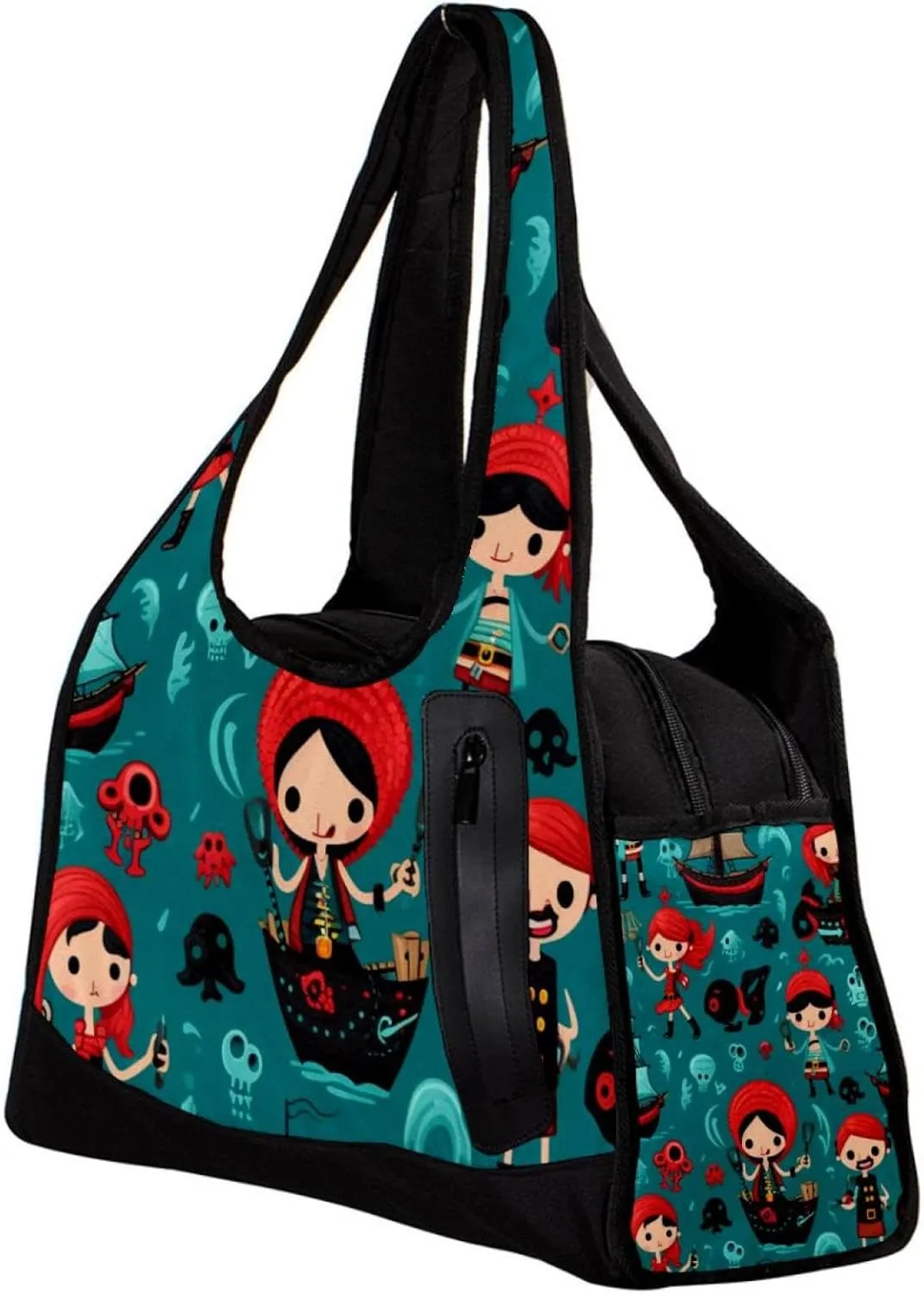 Weekender Travel Bag,Small Gym Bag,Cartoon Pirate Ocean Theme,Gym Duffle Bag