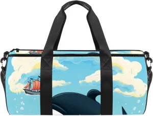 Weekender Travel Bag,Small Gym Bag,Cartoon Whale Swimming,Gym Duffle Bag