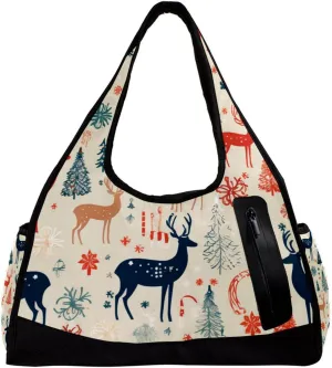 Weekender Travel Bag,Small Gym Bag,Christmas Background Floral,Gym Duffle Bag