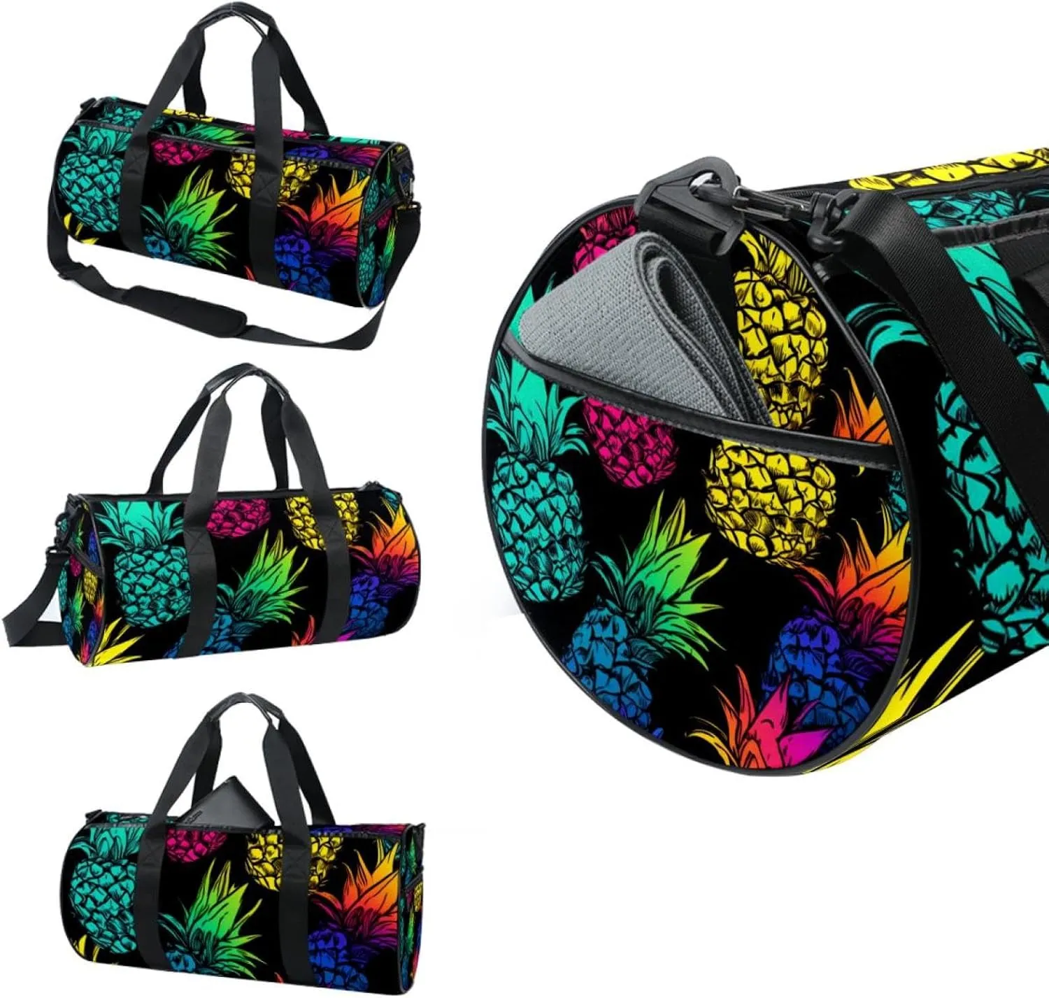 Weekender Travel Bag,Small Gym Bag,Colored Pineapple,Gym Duffle Bag