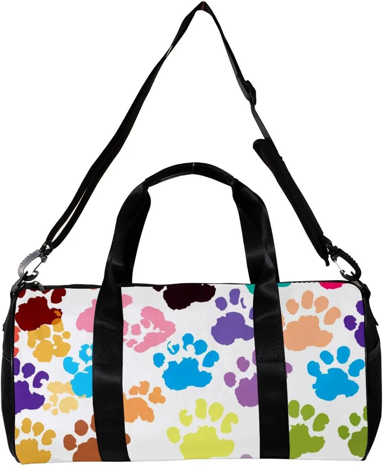 Weekender Travel Bag,Small Gym Bag,Colorful Cartoon Animal Paw Print,Gym Duffle Bag