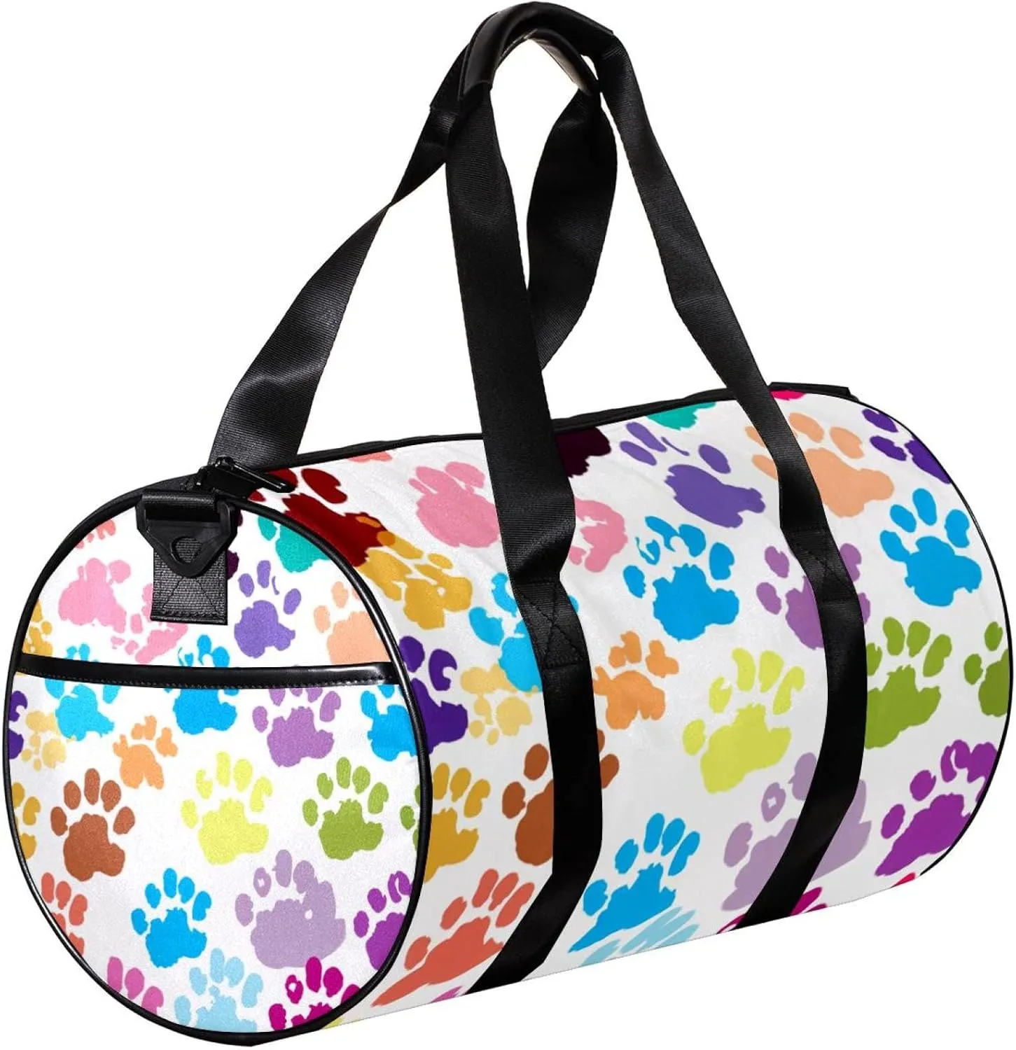 Weekender Travel Bag,Small Gym Bag,Colorful Cartoon Animal Paw Print,Gym Duffle Bag
