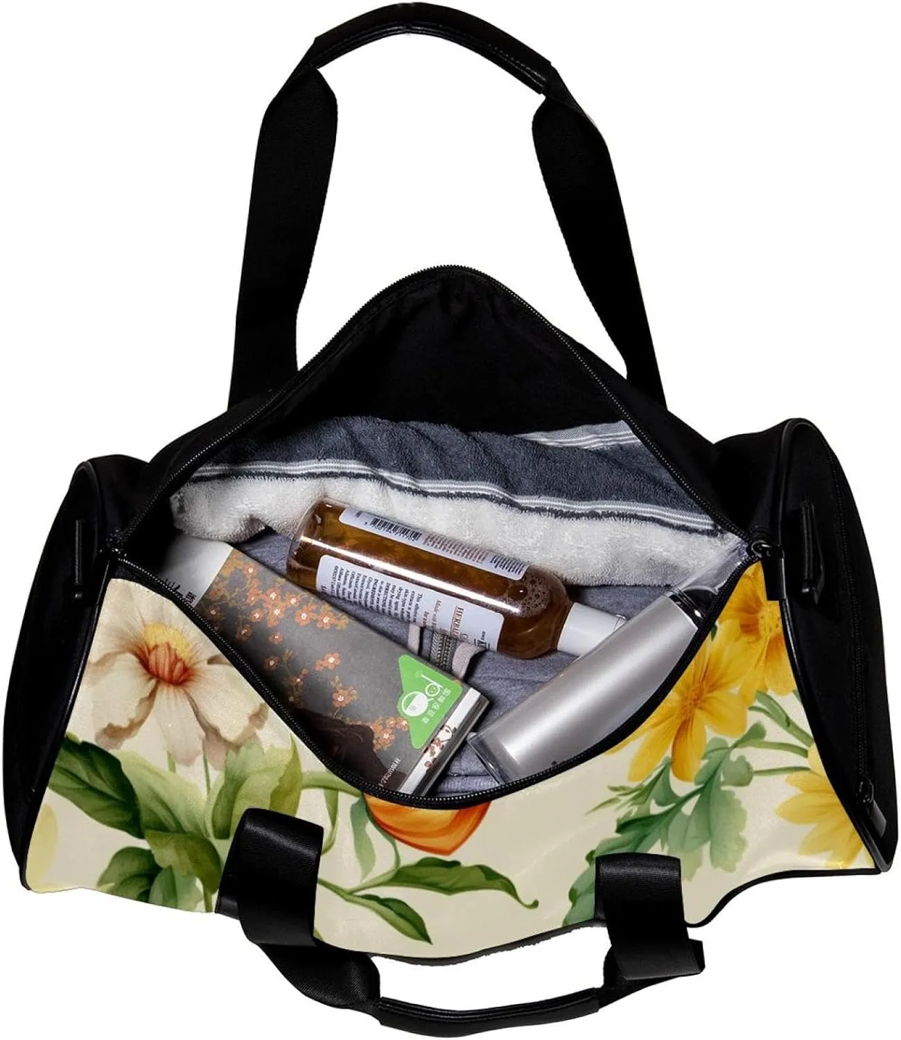 Weekender Travel Bag,Small Gym Bag,Colorful Floral Sunflower Plant,Gym Duffle Bag