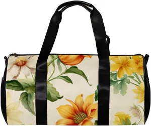 Weekender Travel Bag,Small Gym Bag,Colorful Floral Sunflower Plant,Gym Duffle Bag
