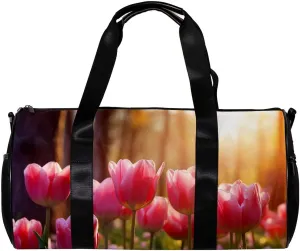 Weekender Travel Bag,Small Gym Bag,Colorful Tulip Sunlight Flower,Gym Duffle Bag
