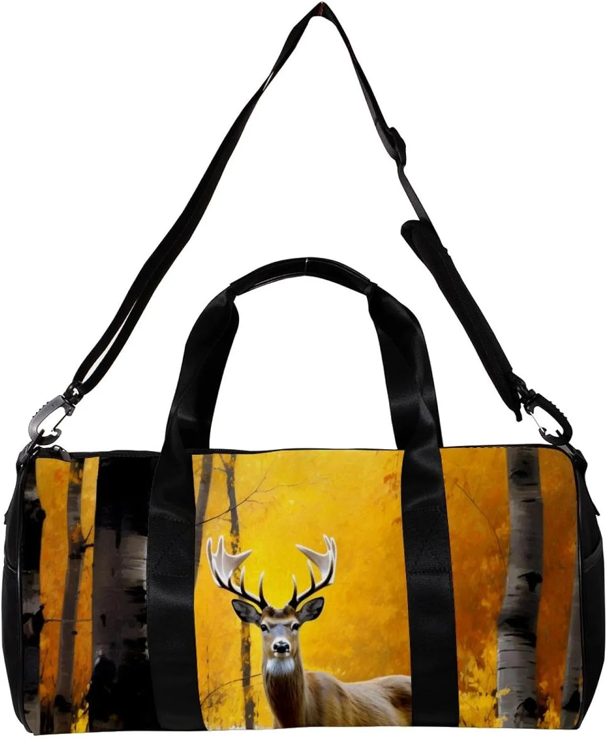Weekender Travel Bag,Small Gym Bag,Deer in Autumn Forest,Gym Duffle Bag