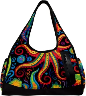 Weekender Travel Bag,Small Gym Bag,Devilfish Jellyfish Sea Shell,Gym Duffle Bag