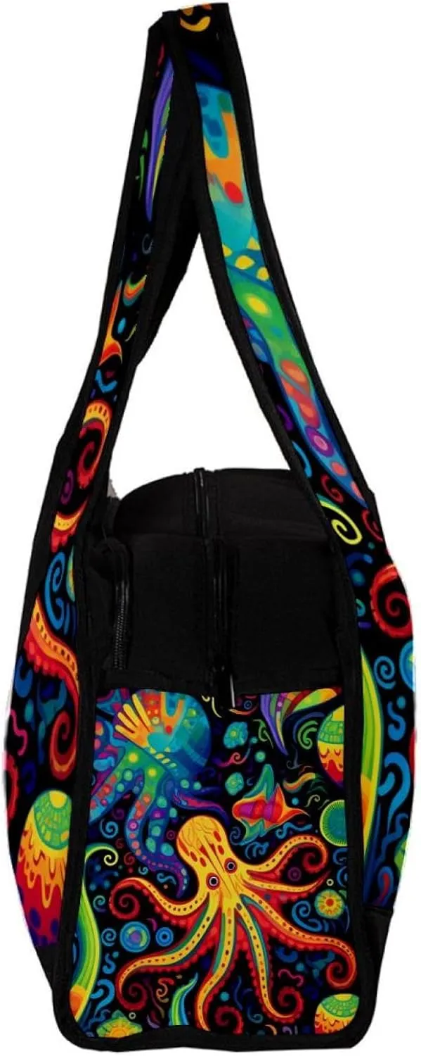 Weekender Travel Bag,Small Gym Bag,Devilfish Jellyfish Sea Shell,Gym Duffle Bag