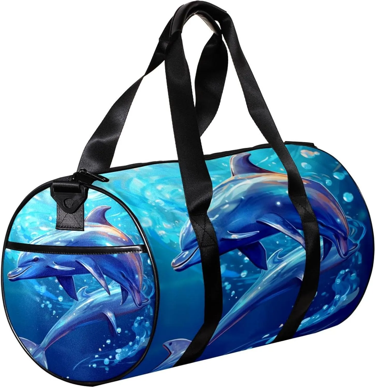 Weekender Travel Bag,Small Gym Bag,Dolphin and Sea Bubbles,Gym Duffle Bag