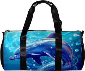 Weekender Travel Bag,Small Gym Bag,Dolphin and Sea Bubbles,Gym Duffle Bag