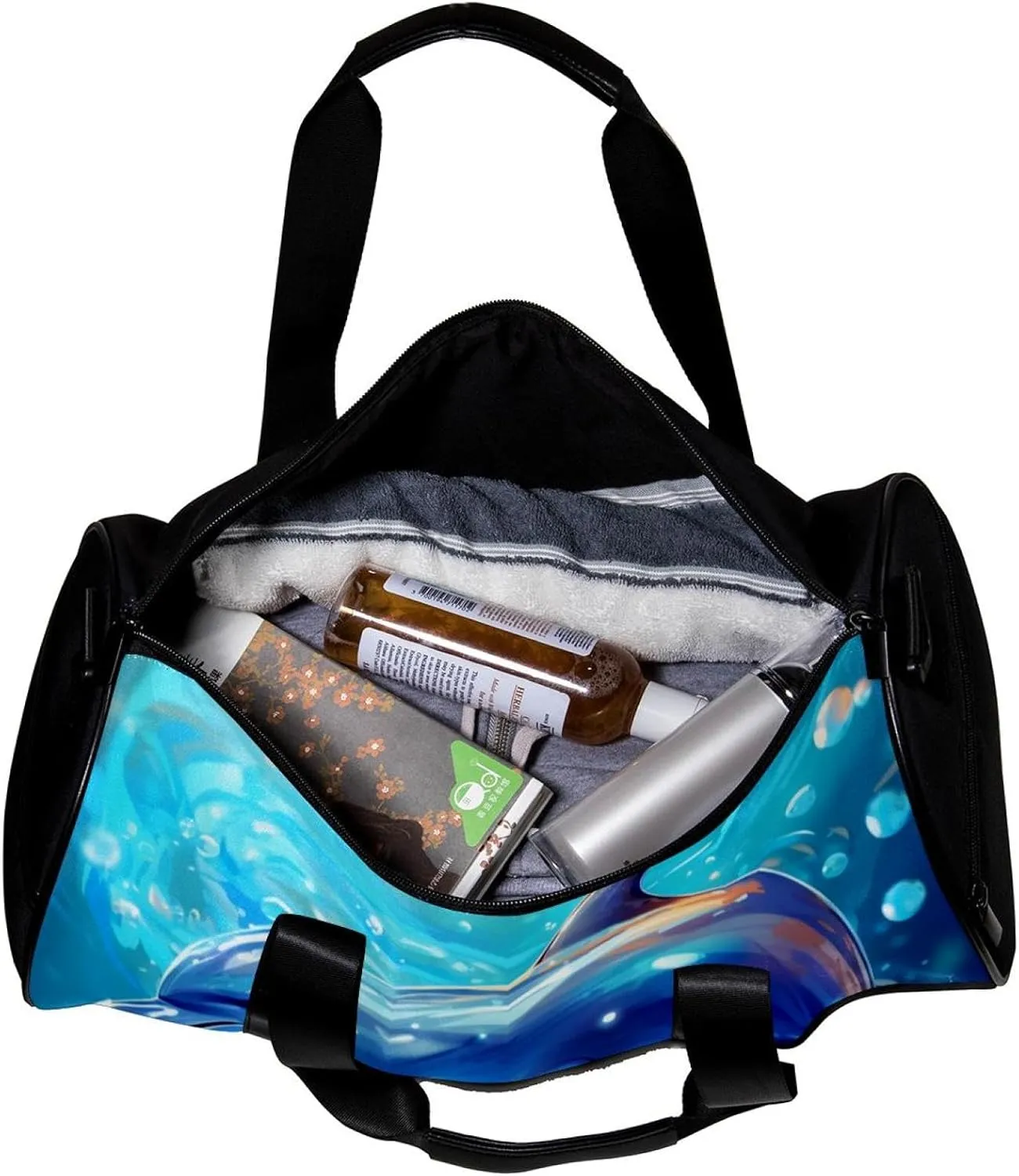 Weekender Travel Bag,Small Gym Bag,Dolphin and Sea Bubbles,Gym Duffle Bag