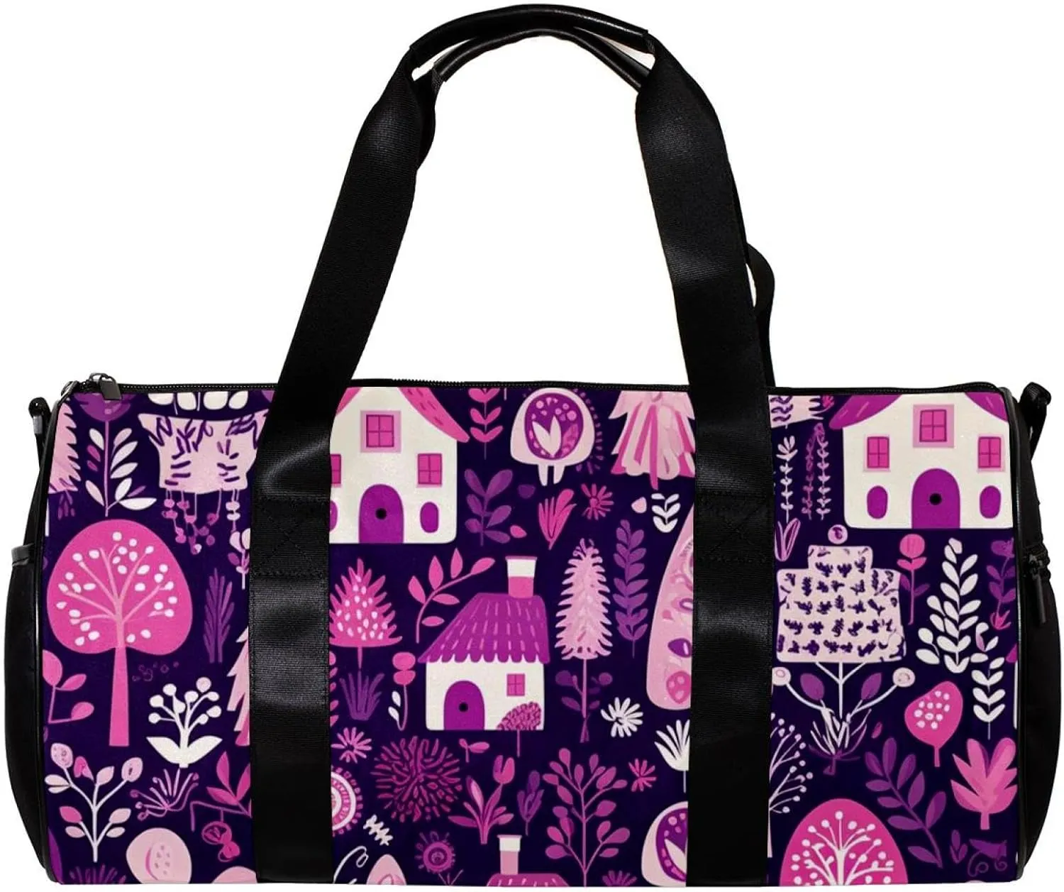 Weekender Travel Bag,Small Gym Bag,Egg Plant Tree Garden,Gym Duffle Bag