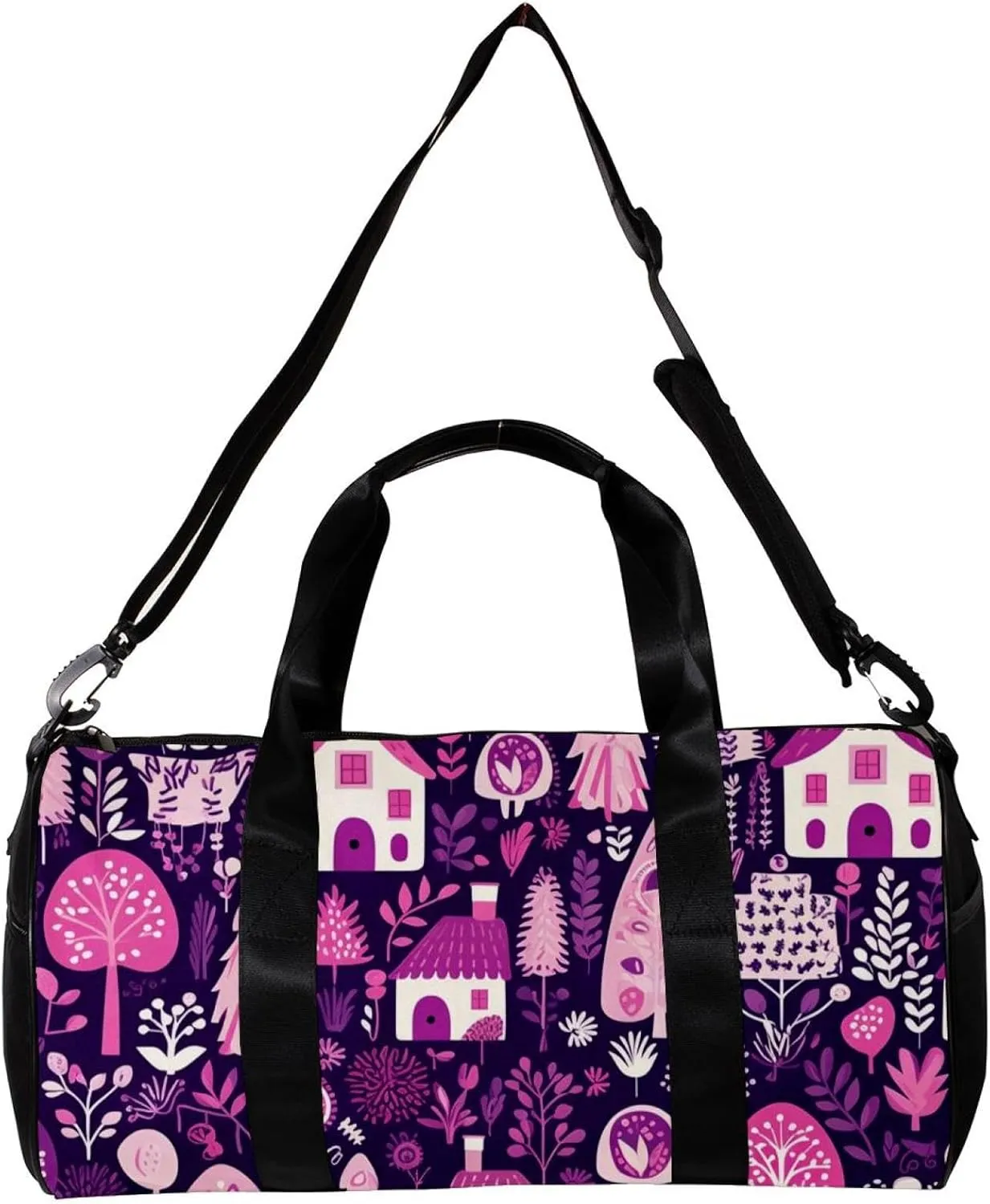 Weekender Travel Bag,Small Gym Bag,Egg Plant Tree Garden,Gym Duffle Bag