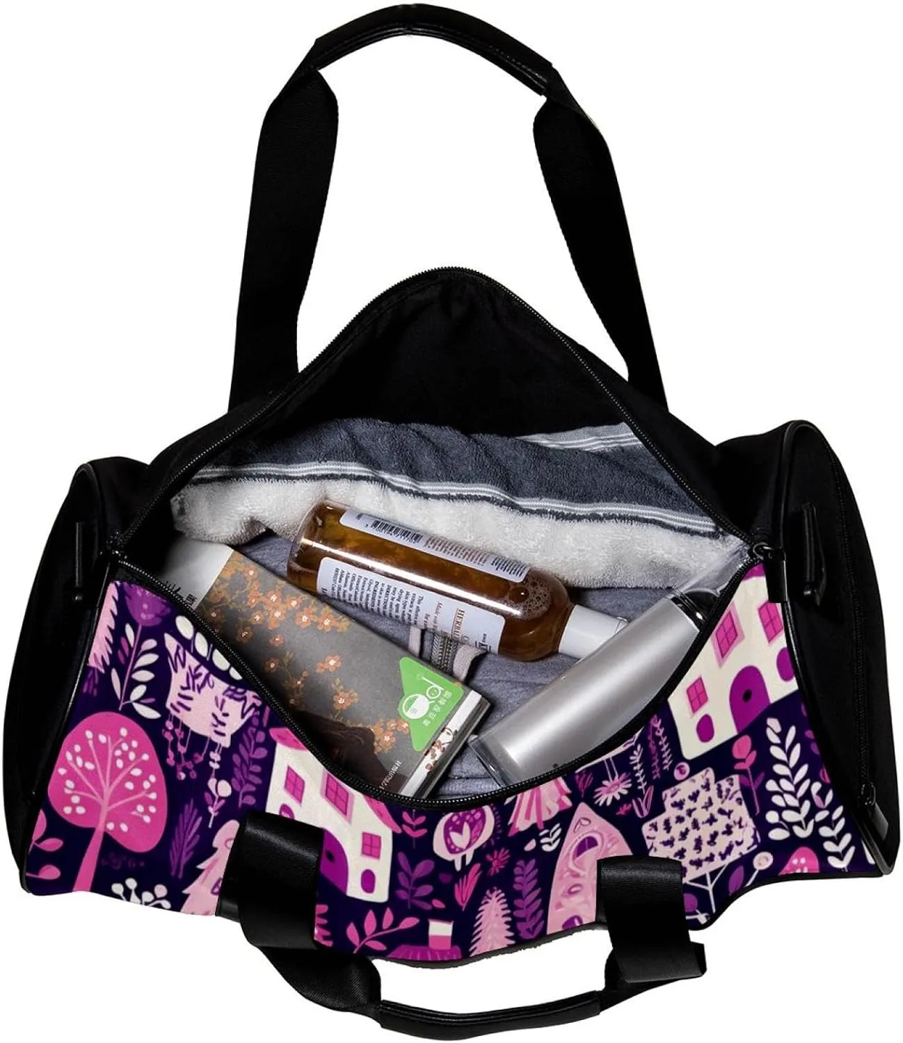Weekender Travel Bag,Small Gym Bag,Egg Plant Tree Garden,Gym Duffle Bag