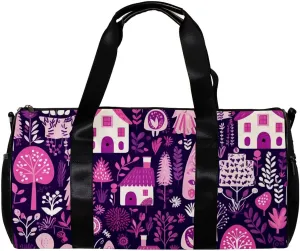 Weekender Travel Bag,Small Gym Bag,Egg Plant Tree Garden,Gym Duffle Bag