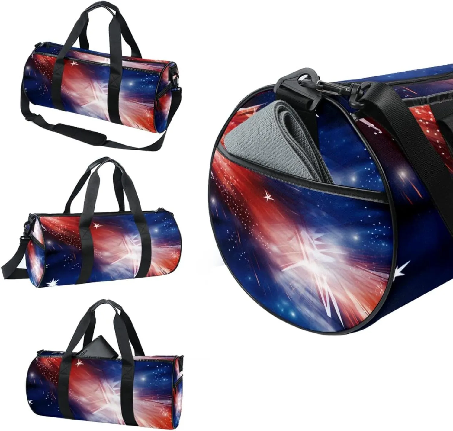 Weekender Travel Bag,Small Gym Bag,Fireworks American Stars Celebrate,Gym Duffle Bag
