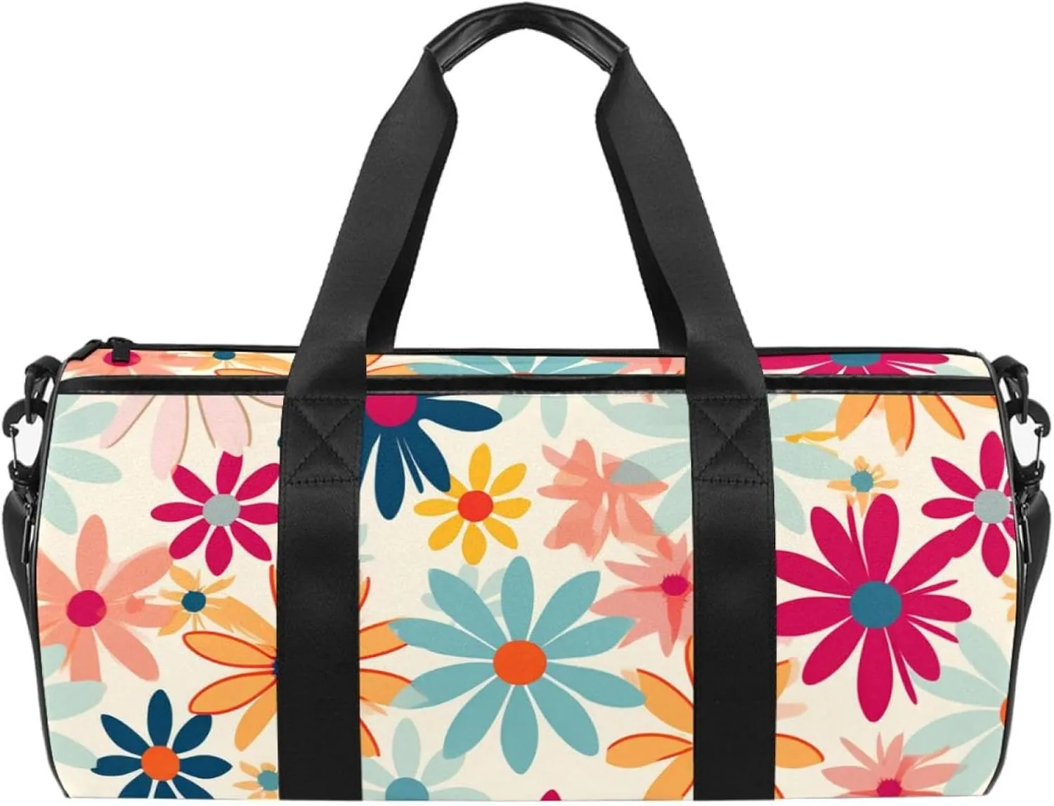 Weekender Travel Bag,Small Gym Bag,Flower Print Colorful Floral,Gym Duffle Bag