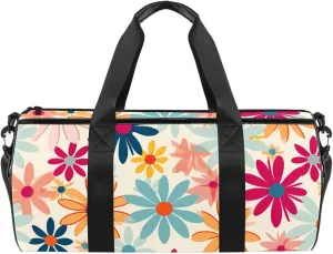 Weekender Travel Bag,Small Gym Bag,Flower Print Colorful Floral,Gym Duffle Bag