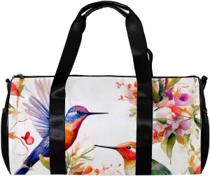 Weekender Travel Bag,Small Gym Bag,Flowers and Birds Flower Bush,Gym Duffle Bag