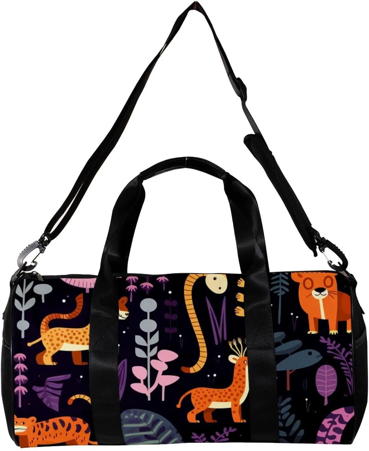 Weekender Travel Bag,Small Gym Bag,Forest Animals Tiger Snake,Gym Duffle Bag