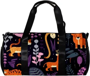Weekender Travel Bag,Small Gym Bag,Forest Animals Tiger Snake,Gym Duffle Bag