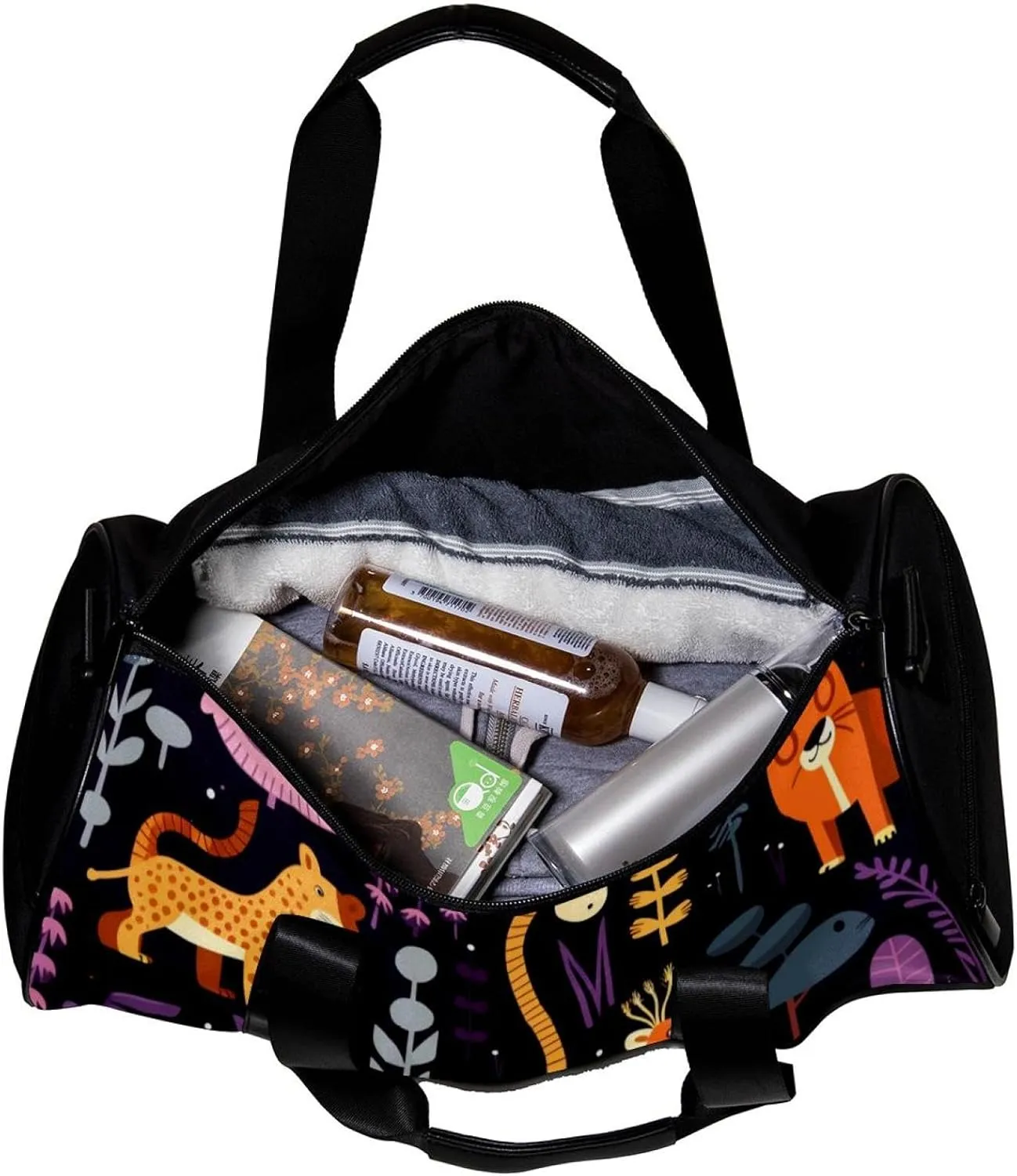 Weekender Travel Bag,Small Gym Bag,Forest Animals Tiger Snake,Gym Duffle Bag
