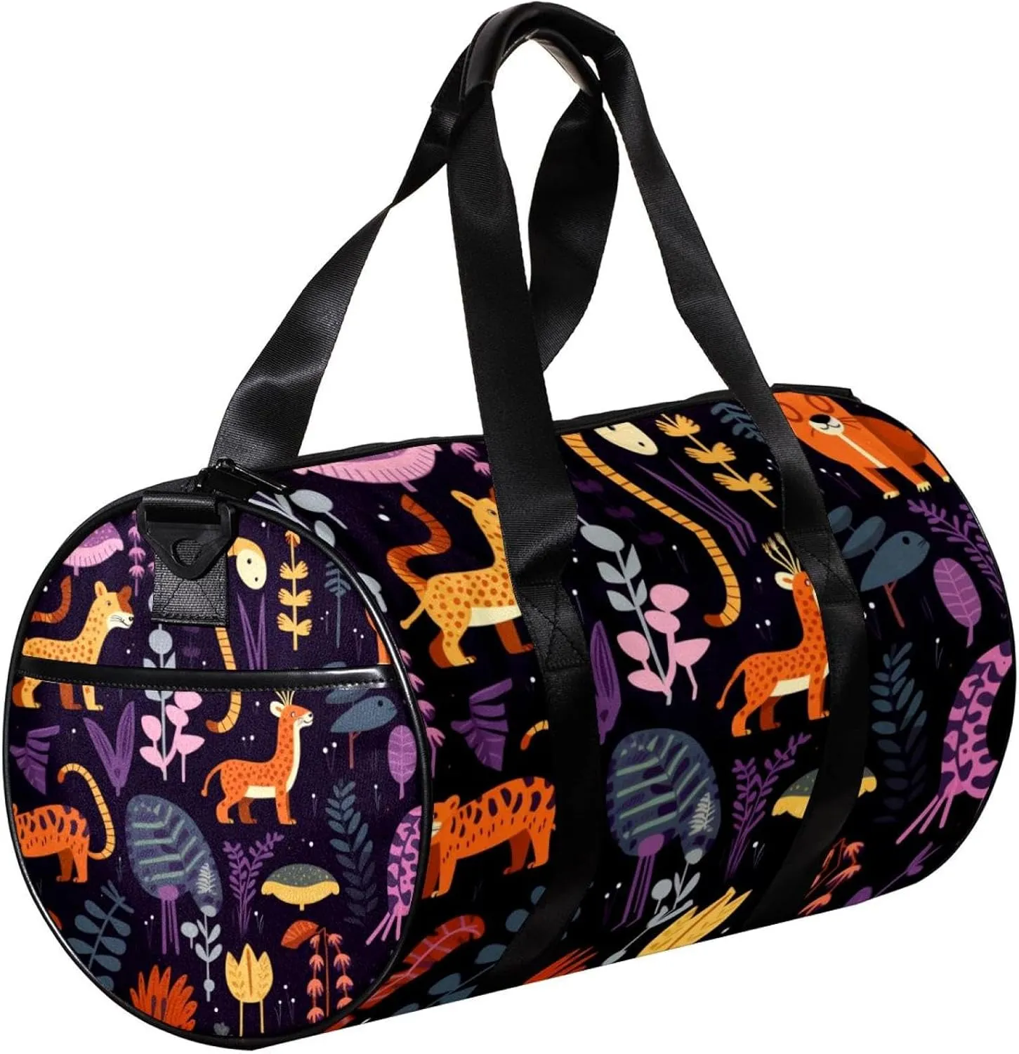 Weekender Travel Bag,Small Gym Bag,Forest Animals Tiger Snake,Gym Duffle Bag