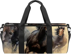 Weekender Travel Bag,Small Gym Bag,Running Horse Prairie Animal,Gym Duffle Bag