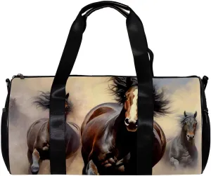 Weekender Travel Bag,Small Gym Bag,Running Horse Prairie Animal,Gym Duffle Bag