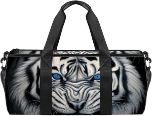 Weekender Travel Bag,Small Gym Bag,Scary Tiger Portrait,Gym Duffle Bag