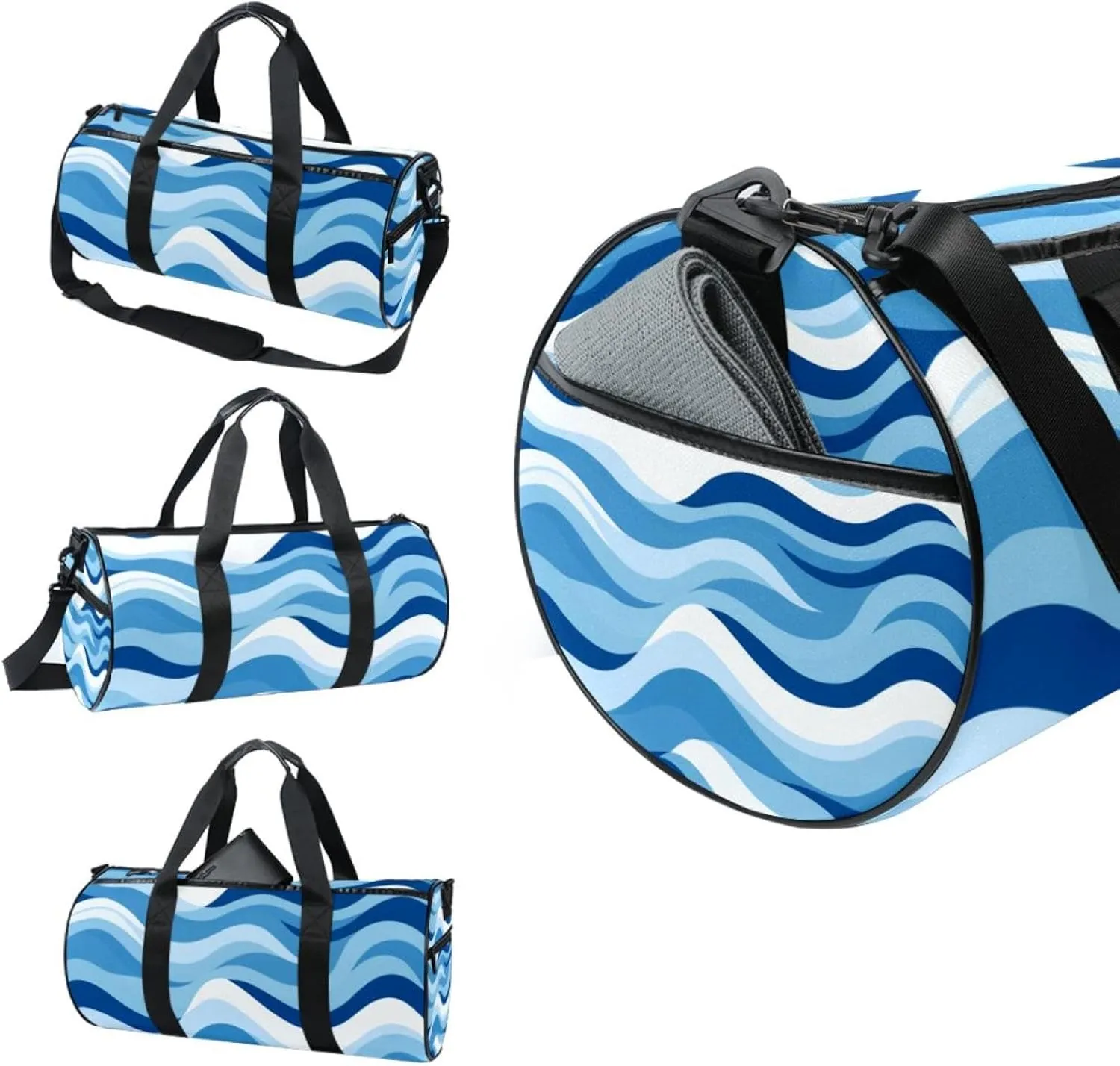 Weekender Travel Bag,Small Gym Bag,Sea Blue Green Wave,Gym Duffle Bag