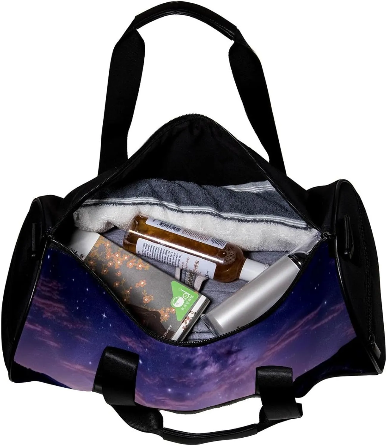 Weekender Travel Bag,Small Gym Bag,Univers Galaxy Waterfall River,Gym Duffle Bag