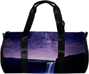 Weekender Travel Bag,Small Gym Bag,Univers Galaxy Waterfall River,Gym Duffle Bag