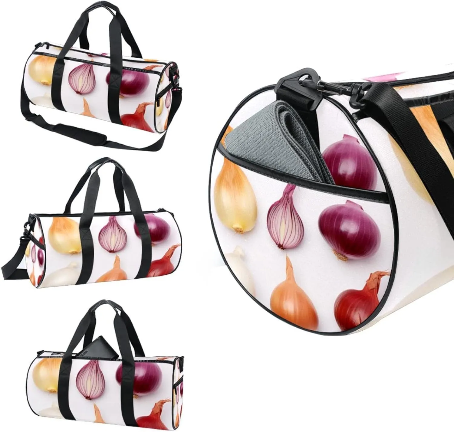 Weekender Travel Bag,Small Gym Bag,Vegetables Onion and Garlic,Gym Duffle Bag