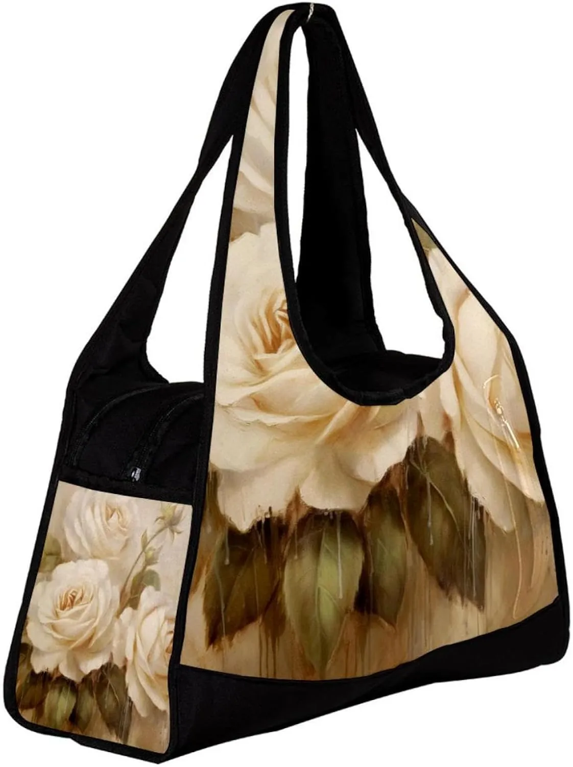 Weekender Travel Bag,Small Gym Bag,Vintage Flowers Blooms,Gym Duffle Bag