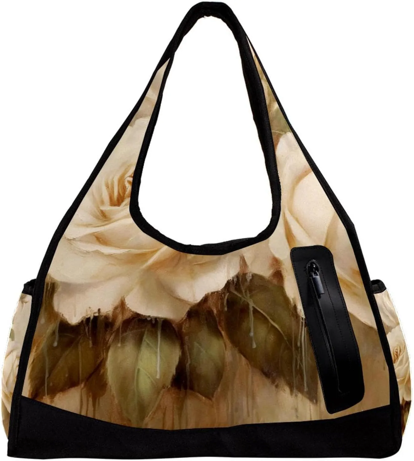 Weekender Travel Bag,Small Gym Bag,Vintage Flowers Blooms,Gym Duffle Bag