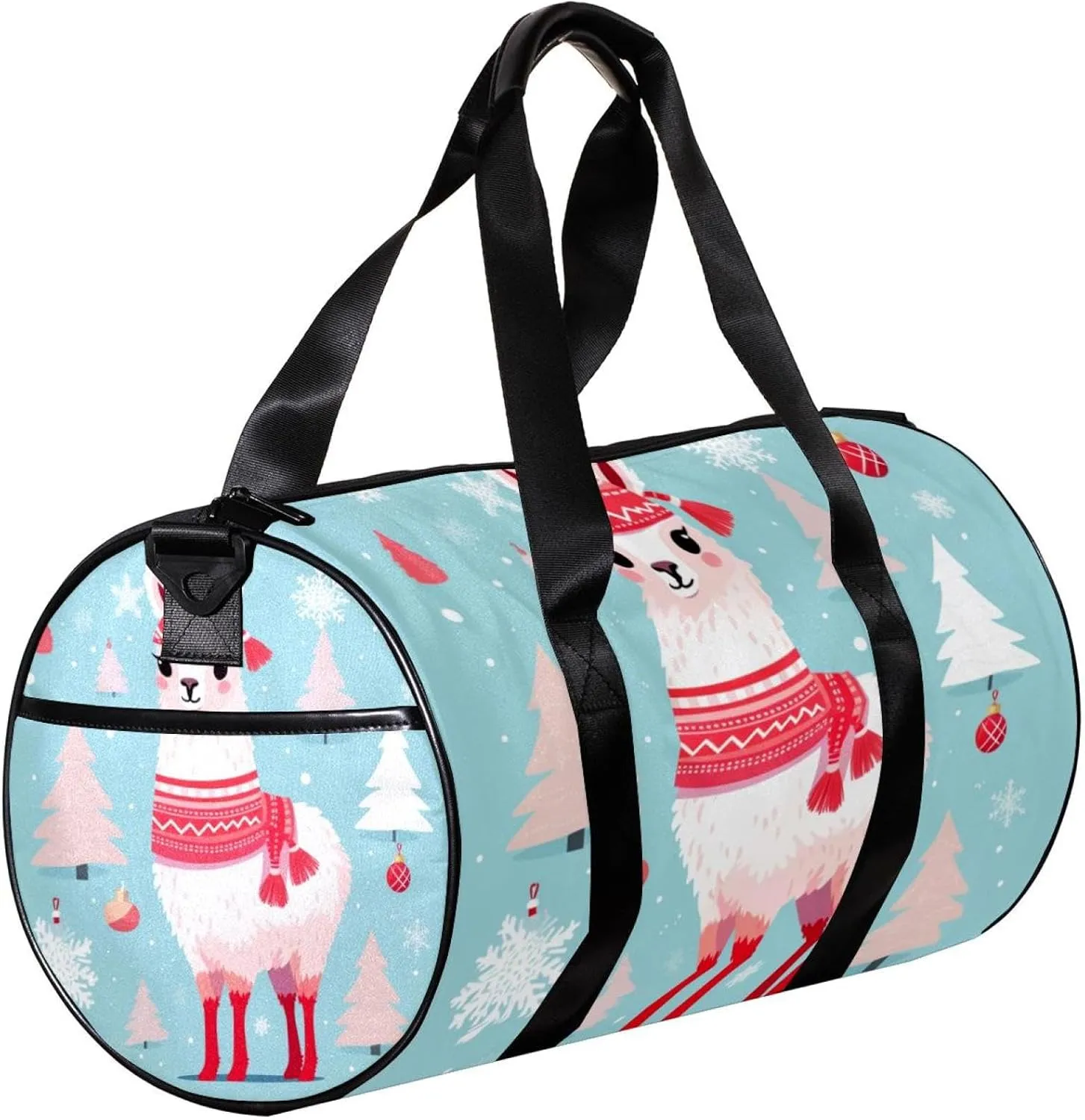 Weekender Travel Bag,Small Gym Bag,White Camel with Christmas Red Scarf,Gym Duffle Bag