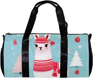 Weekender Travel Bag,Small Gym Bag,White Camel with Christmas Red Scarf,Gym Duffle Bag