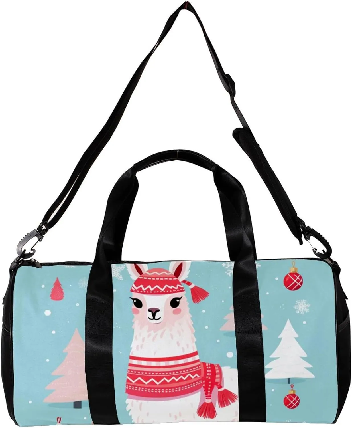 Weekender Travel Bag,Small Gym Bag,White Camel with Christmas Red Scarf,Gym Duffle Bag